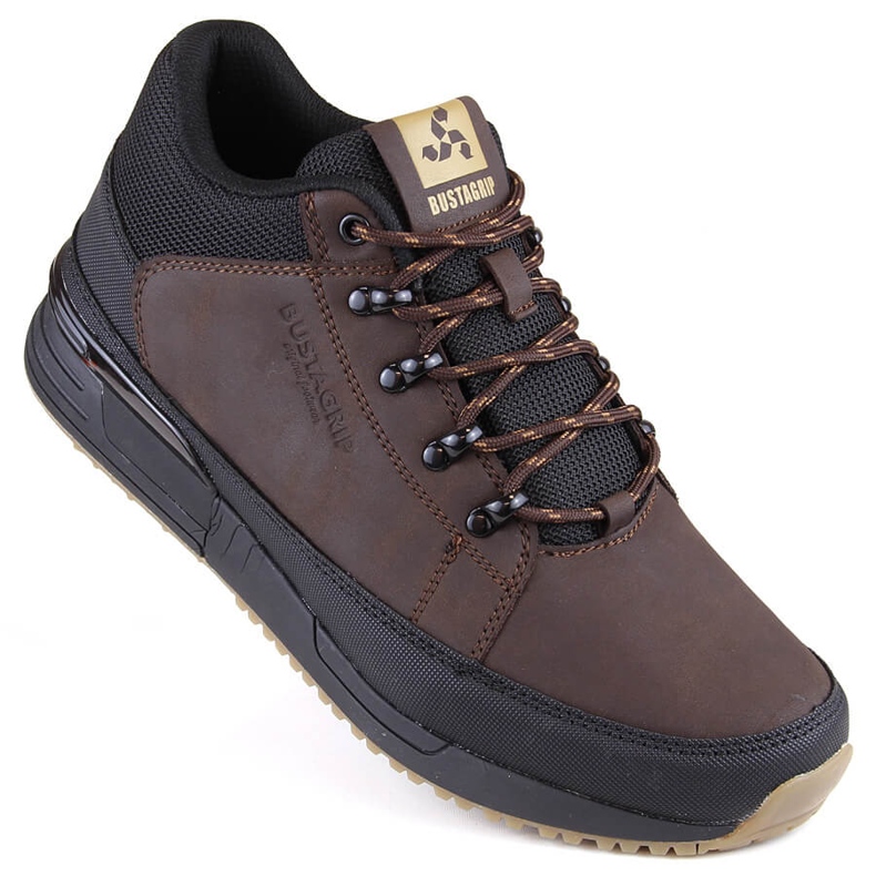Chaussures de sport montantes pour hommes en cuir Bustagrip marron brun 1 Chaussures de sport montantes pour hommes en cuir Bustagrip marron brun 1