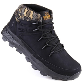 Bustagrip Chaussures de trekking montantes en cuir pour hommes, noires 1