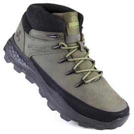 Bustagrip Chaussures de trekking montantes en cuir pour hommes, vertes 1