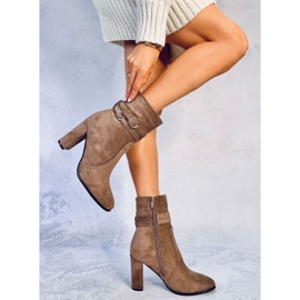 Dianes Bottines à talons en daim kaki brun 2
