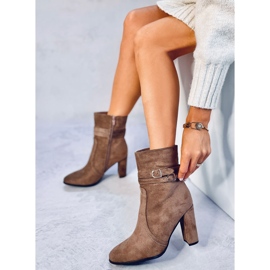 Dianes Bottines à talons en daim kaki brun 3