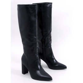 Iriss Bottines noires à talon grainé le noir 1