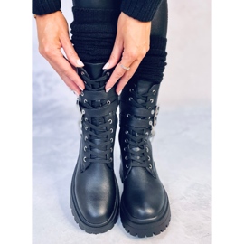 Glance Bottines bovver noires avec chaînes le noir 4