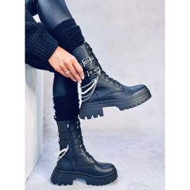 Glance Bottines bovver noires avec chaînes le noir 3