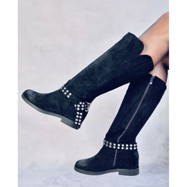 Brews Bottines femme en daim noires le noir 5