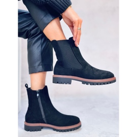 Fuqua Bottines Chelsea en daim noir le noir 3