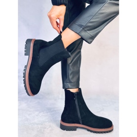 Fuqua Bottines Chelsea en daim noir le noir 5