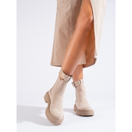 Bottines en daim beige avec boucle Shelovet 2