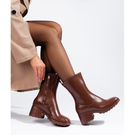 SHELOVET Wellington à talons hauts marron avec fermeture éclair brun 1