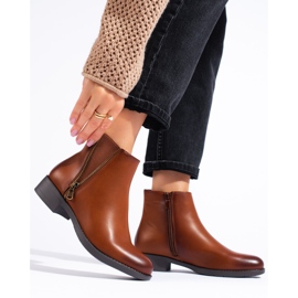SHELOVET Bottines basses classiques camel avec fermeture éclair décorative brun 1