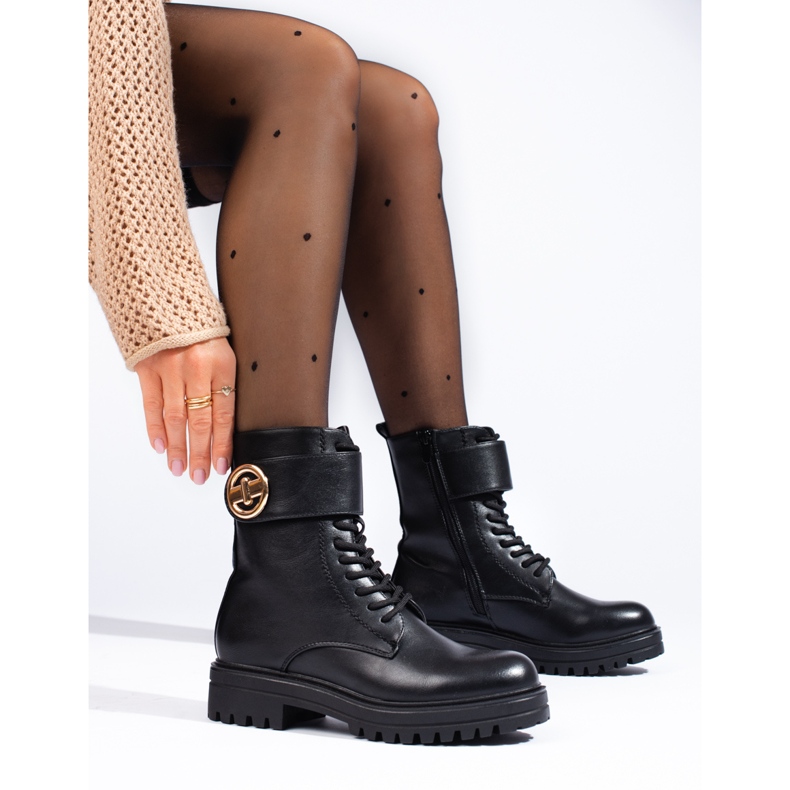 SHELOVET Baggies femme noires avec boucle 1