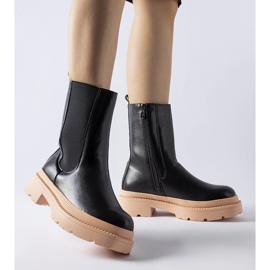 Bottines noires à semelle Garden rose clair 1
