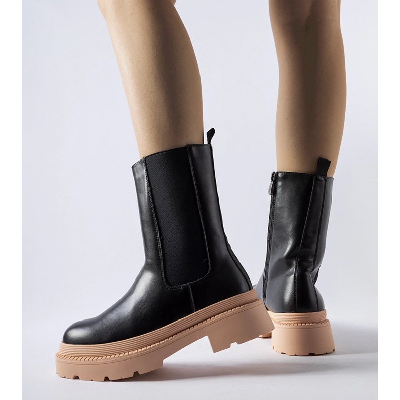 Bottines noires à semelle Garden rose clair le noir 2