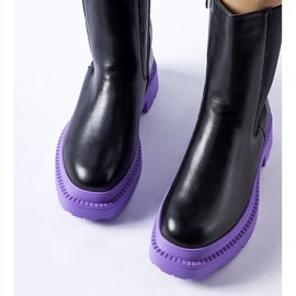 Bottines noires à semelle Garden violette 1