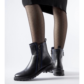 Bottines noires avec fil Nereo bleu décoratif 1