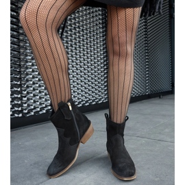 Bottines à talons bas en cuir noir Karino le noir 1