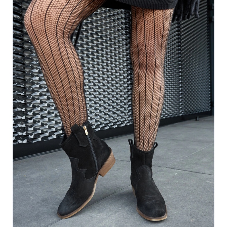 Bottines à talons bas en cuir noir Karino 1