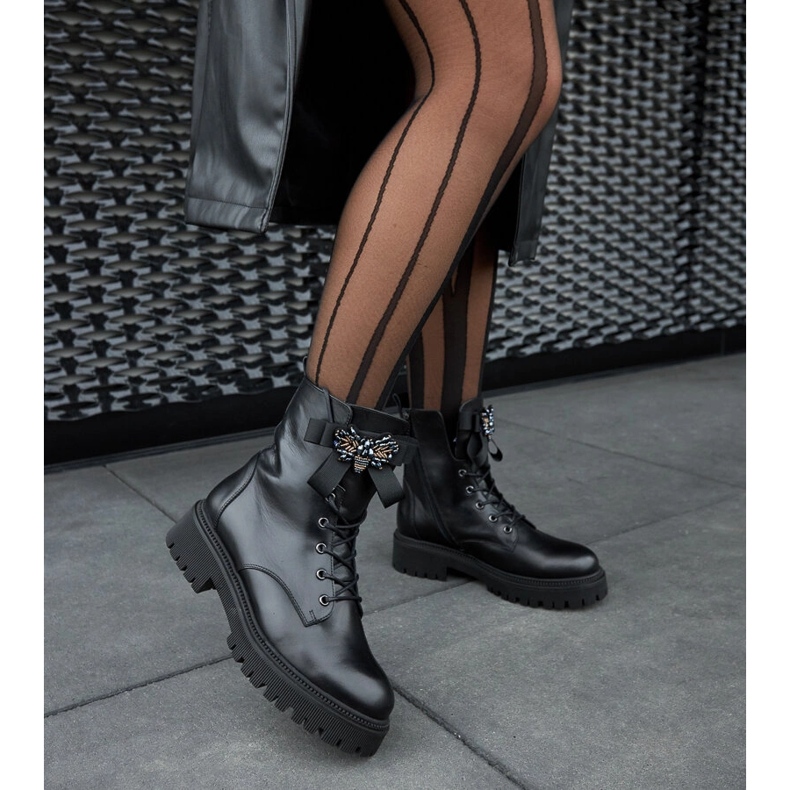 Bottes isolées en cuir noir Karino le noir 2