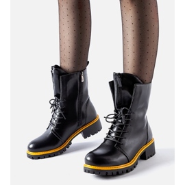 Bottes de travail noires avec décoration Elisabetta jaune le noir 3