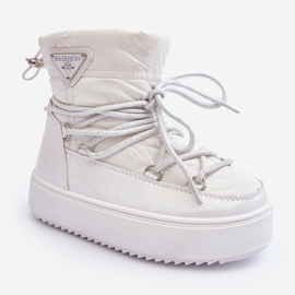 Bottes de neige isolées à lacets pour enfants Blanc Colina 1