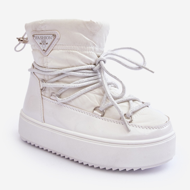 Bottes de neige isolées à lacets pour enfants Blanc Colina 1