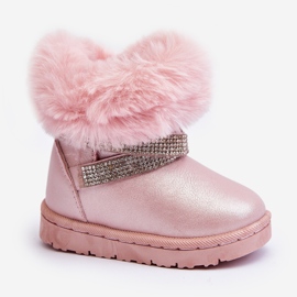 Pink Hollee – bottes de neige pour enfants avec zircones cubiques rose 1