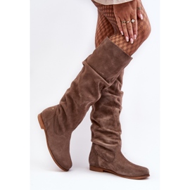 Bottes Genou En Daim Femme Maciejka 05790-04 Beige 3