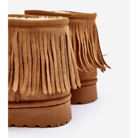 Bottes de neige isolées pour enfants à franges décoratives Camel Nimia brun 1