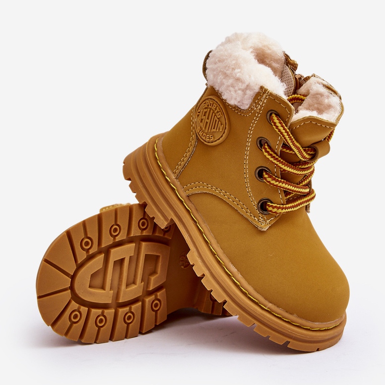 Bottes Trappers Enfant Camel Marialee Zippées en Peau de Mouton brun 1