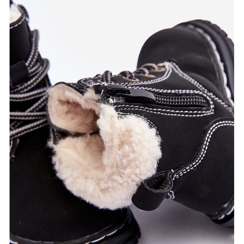 Bottines Trappeur Enfant avec Fermeture Éclair et Peau de Mouton, Noir Marialee le noir 2