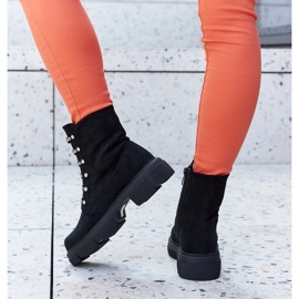 Bottines noires avec strass, éco-daim Sfaranda le noir 2