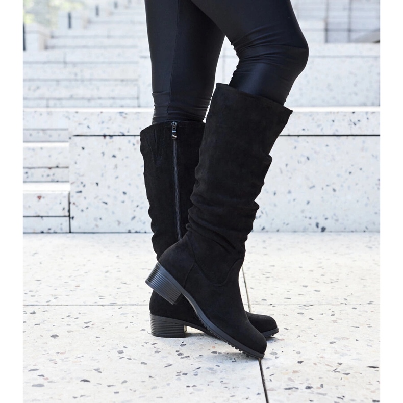 Bottines en éco-daim Angelico froissées noires 1