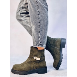 Drapers Bottines plates en daim vertes 3