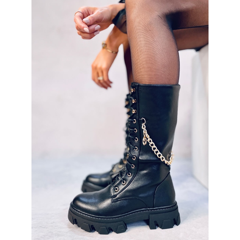 Bottes cavalières femme avec chaîne Totah Noir 1
