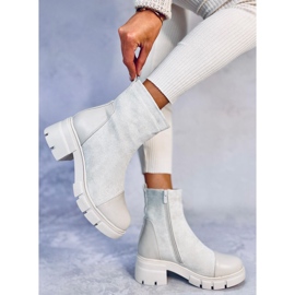 Olson Bottines à talons larges beiges 3
