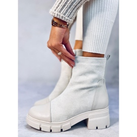 Olson Bottines à talons larges beiges 4