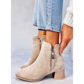 Leines Bottines à talons bas beiges 2