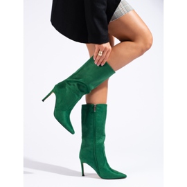 Bottines à talons en daim vert Shelovet 2