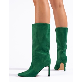 Bottines à talons en daim vert Shelovet 3