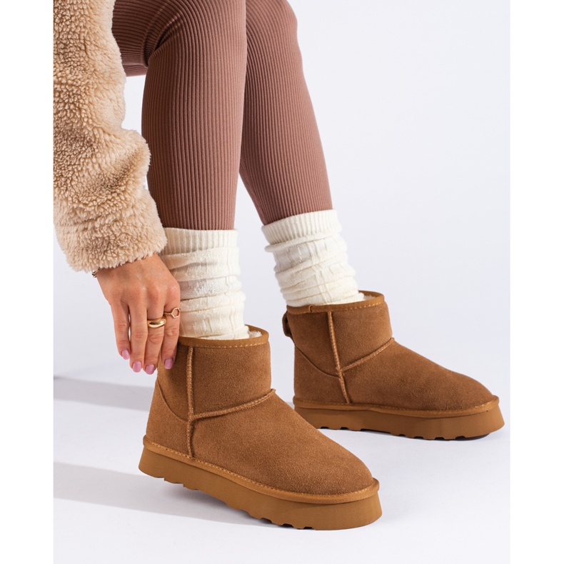 W. Potocki Bottes en daim marron avec fourrure de Potocki brun 1