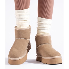 W. Potocki Bottines en daim beige avec fourrure de Potocki 2