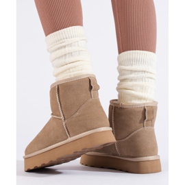 W. Potocki Bottines en daim beige avec fourrure de Potocki 3