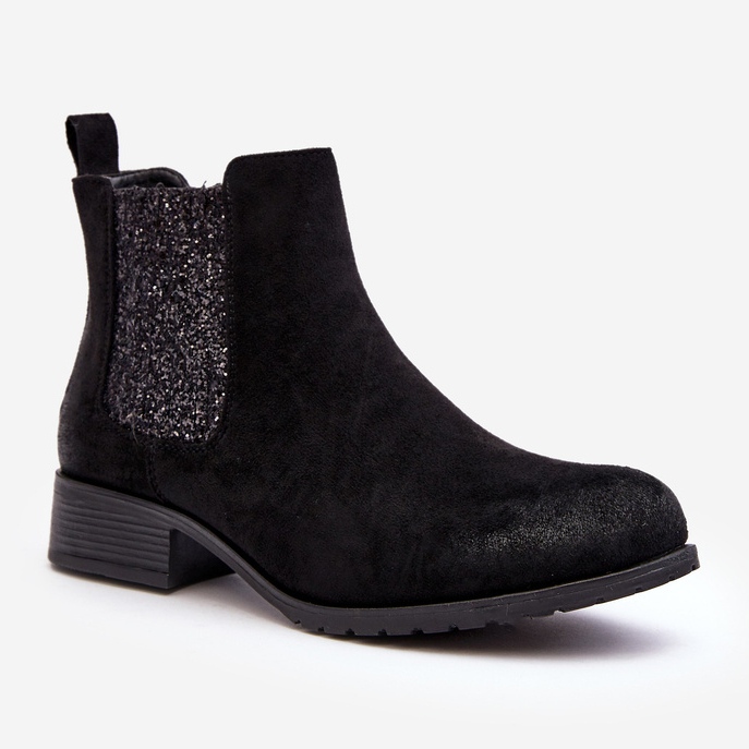 Bottines Chelsea à talons plats pour femme, Noir Sauamia le noir 1