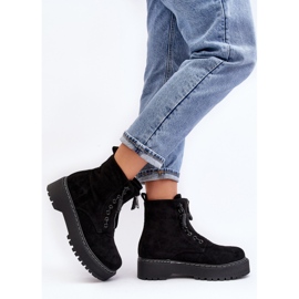 Bottines Trappeur Femme En Daim Sur Semelle Épaisse Avec Fermeture Éclair, Noir Edivame 2