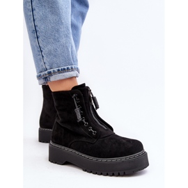 Bottines Trappeur Femme En Daim Sur Semelle Épaisse Avec Fermeture Éclair, Noir Edivame le noir 5