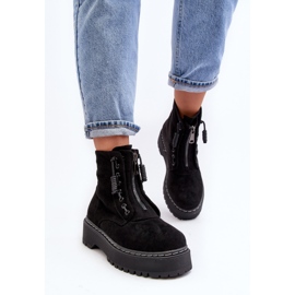 Bottines Trappeur Femme En Daim Sur Semelle Épaisse Avec Fermeture Éclair, Noir Edivame le noir 6