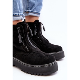 Bottines Trappeur Femme En Daim Sur Semelle Épaisse Avec Fermeture Éclair, Noir Edivame le noir 7