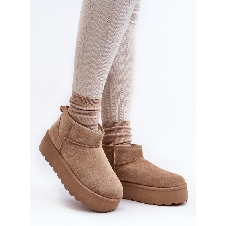 Bottes de neige à plateforme pour femmes Beige Mennja 1