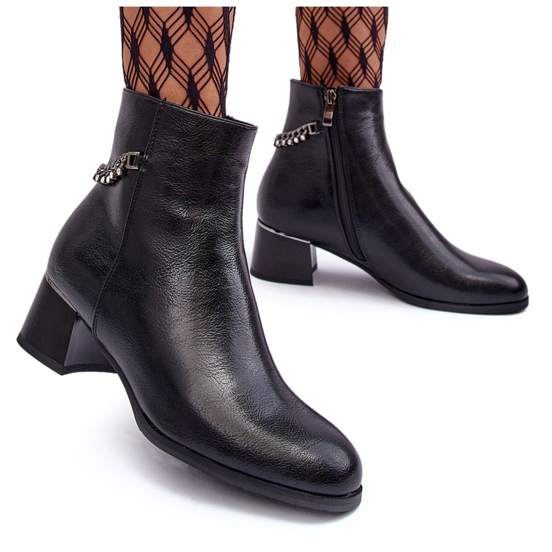 Seastar Bottes en cuir féminine à thèmes avec chaîne noire le noir 4