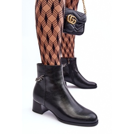 Seastar Bottes en cuir féminine à thèmes avec chaîne noire le noir 2